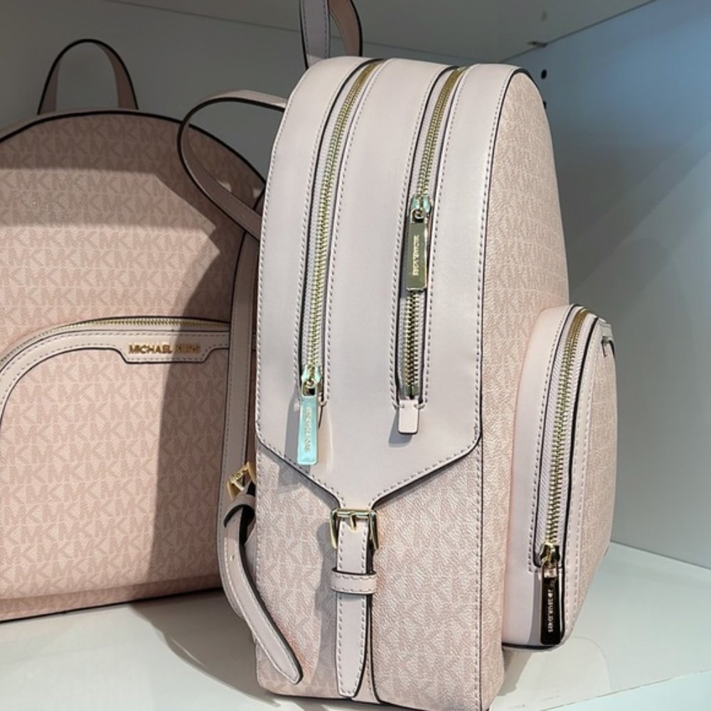 Michael Kors Jaycee Large Zip Pocket Backpack Dark Powder Blush - Picture 4 of 16